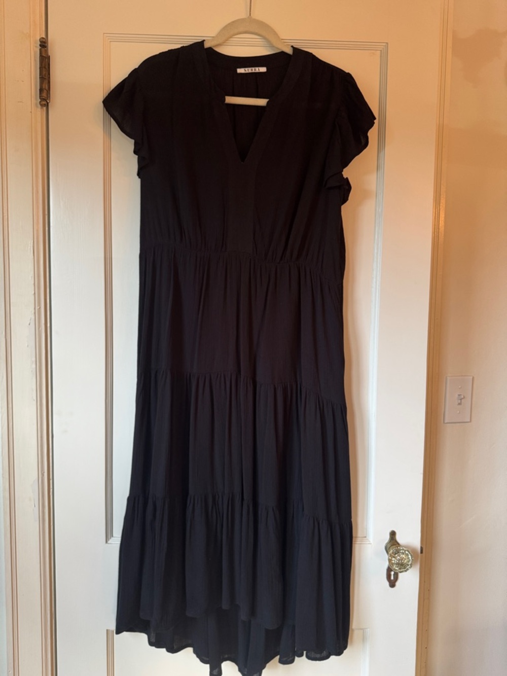 Serra Black V-Neck Tiered Maxi Dress